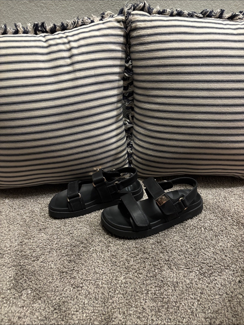 a new day Black Strappy Buckle Sandals